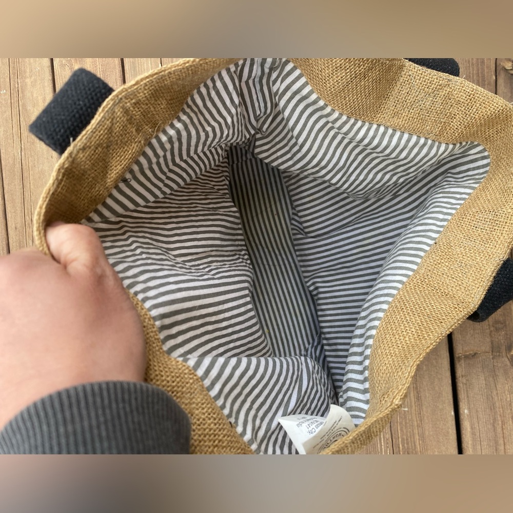 Mary & Martha Burlap Lined Tote Bag Ampersand View 3